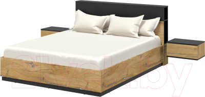 Комплект мебели для спальни Интерлиния Quartz-16 (дуб нокс/черный) - фото