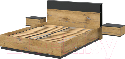 Комплект мебели для спальни Интерлиния Quartz-16 (дуб нокс/черный)