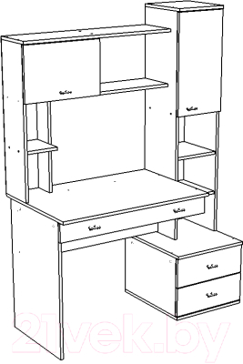 Компьютерный стол Премиум Персона-10 (белый текстурный/дуб бунратти)