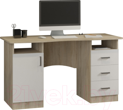 Письменный стол Премиум Диксон (дуб сонома/белый текстурный) - фото