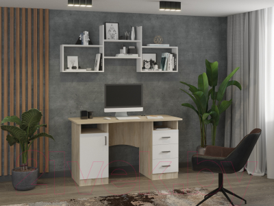 Письменный стол Премиум Диксон (дуб сонома/белый текстурный)