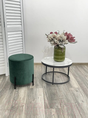 Пуф M-City Феликс круглый / 461MC04210 (зеленый 19 велюр/черный)