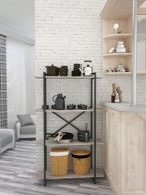 Стеллаж Gutta 4 полки 151x92x34 (патина черный)