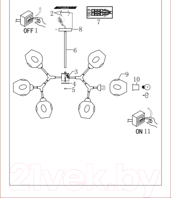 Люстра Arte Lamp Yuka A7759PL-9PB