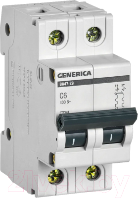 Выключатель автоматический IEK ВА47-29 6А 2Р 4.5кА С / MVA25-2-006-C - фото