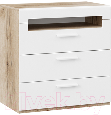 Комод ТриЯ Фьюжн ТД-260.04.01 (белый глянец/дуб делано) - фото