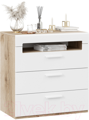 Комод ТриЯ Фьюжн ТД-260.04.01 (белый глянец/дуб делано)