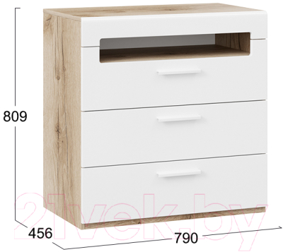 Комод ТриЯ Фьюжн ТД-260.04.01 (белый глянец/дуб делано)
