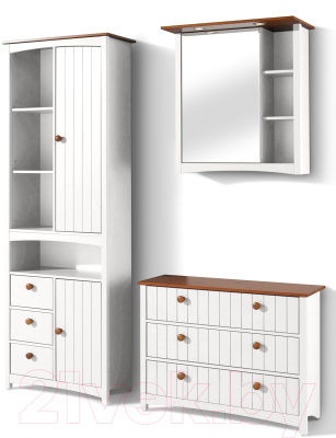 Шкаф для ванной Dipriz Paula Д.70022.1 (белый воск/черри)
