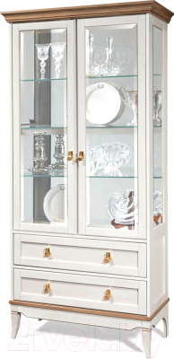 Шкаф с витриной Гомельдрев Тельма ГМ 6507 Дуб (белый/натуральный дуб) - фото
