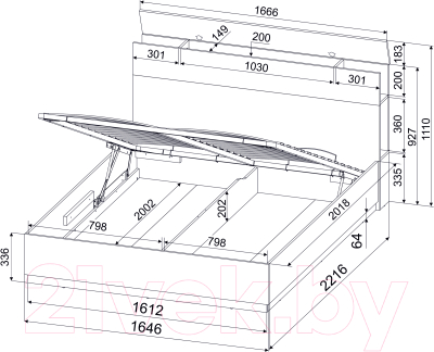 Двуспальная кровать Интерлиния Quartz QZ-К160 с ПМ