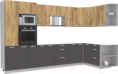 Готовая кухня Интерлиния Мила Лайт 1.68x3.4 правая без столешницы - фото