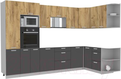 Готовая кухня Интерлиния Мила Лайт 1.68x3.2 правая без столешницы - фото