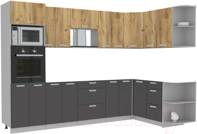 Готовая кухня Интерлиния Мила Лайт 1.68x3.0 правая без столешницы - фото