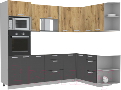 Готовая кухня Интерлиния Мила Лайт 1.68x2.6 правая без столешницы - фото