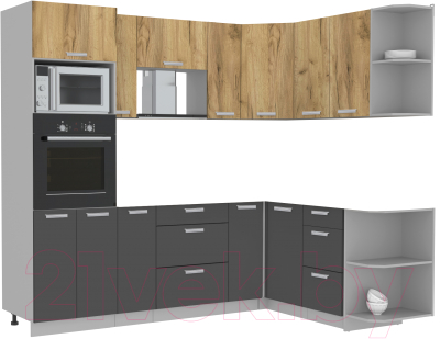 Готовая кухня Интерлиния Мила Лайт 1.68x2.4 правая без столешницы - фото