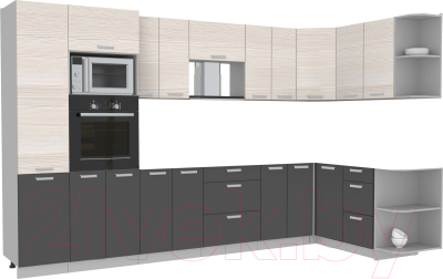 Готовая кухня Интерлиния Мила Лайт 1.68x3.4 правая без столешницы - фото