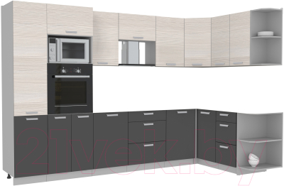 Готовая кухня Интерлиния Мила Лайт 1.68x3.2 правая без столешницы - фото