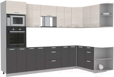 Готовая кухня Интерлиния Мила Лайт 1.68x3.0 правая без столешницы - фото