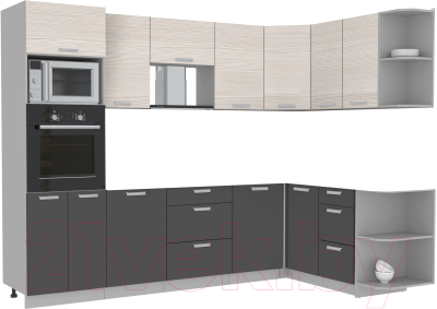 Готовая кухня Интерлиния Мила Лайт 1.68x2.8 правая без столешницы - фото
