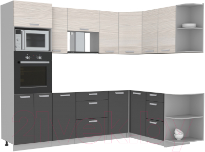 Готовая кухня Интерлиния Мила Лайт 1.68x2.6 правая без столешницы - фото