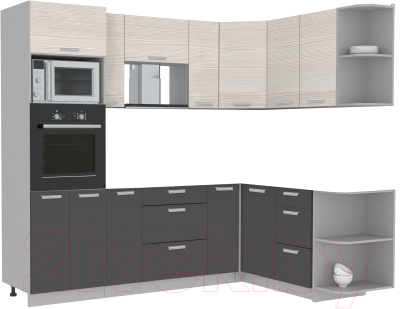 Готовая кухня Интерлиния Мила Лайт 1.68x2.4 правая без столешницы - фото