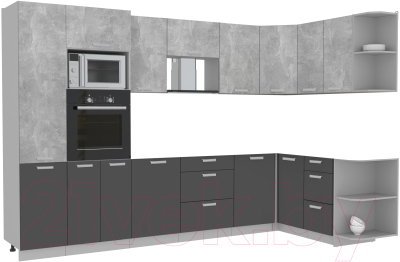 Готовая кухня Интерлиния Мила Лайт 1.68x3.2 правая без столешницы - фото