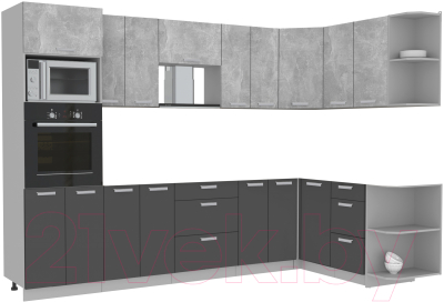 Готовая кухня Интерлиния Мила Лайт 1.68x3.0 правая без столешницы - фото