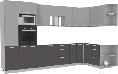 Готовая кухня Интерлиния Мила Лайт 1.68x3.4 правая без столешницы - фото