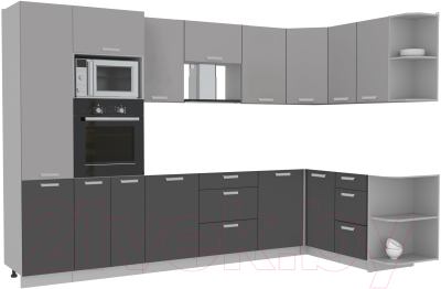 Готовая кухня Интерлиния Мила Лайт 1.68x3.2 правая без столешницы - фото