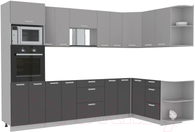 Готовая кухня Интерлиния Мила Лайт 1.68x3.0 правая без столешницы - фото