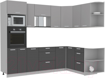 Готовая кухня Интерлиния Мила Лайт 1.68x2.6 правая без столешницы - фото