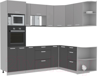 Готовая кухня Интерлиния Мила Лайт 1.68x2.4 правая без столешницы - фото