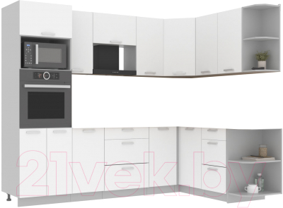 Кухонный гарнитур Интерлиния Мила Лайт 1.68x2.6 правая без столешницы - фото