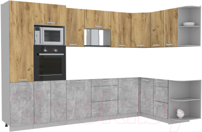 Готовая кухня Интерлиния Мила Лайт 1.68x3.2 правая без столешницы - фото