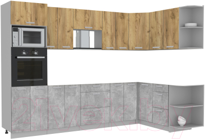 Готовая кухня Интерлиния Мила Лайт 1.68x3.0 правая без столешницы - фото