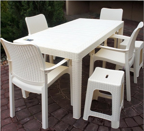 Стол пластиковый Ingreen Rattan / ING6184СЛВ (сливочный)