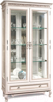 Шкаф с витриной Гомельдрев Фальконе ГМ 5152С Дуб (белый/пепел) - фото