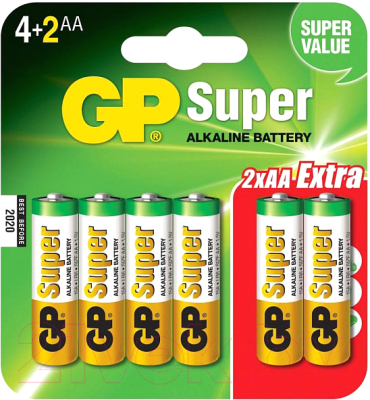 Комплект батареек GP Batteries LR6/15A 6BP - фото