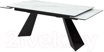 Обеденный стол M-City Купер 160 / 480M04543 (белый мрамор/черная шагрень/черный)