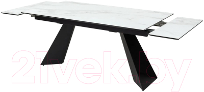 Обеденный стол M-City Купер 160 / 480M04543 (белый мрамор/черная шагрень/черный)