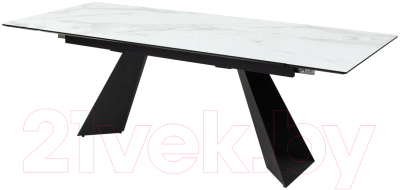 Обеденный стол M-City Купер 160 / 480M04543 (белый мрамор/черная шагрень/черный)