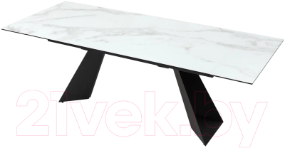 Обеденный стол M-City Купер 160 / 480M04543 (белый мрамор/черная шагрень/черный)