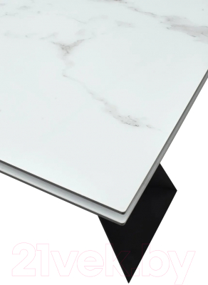 Обеденный стол M-City Купер 160 / 480M04543 (белый мрамор/черная шагрень/черный)