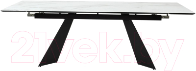 Обеденный стол M-City Купер 160 / 480M04543 (белый мрамор/черная шагрень/черный)