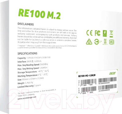 SSD диск Acer RE100 M.2 128GB / BL.9BWWA.112