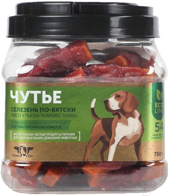 Лакомство для собак Green QZin Чутье Сушеное утиное мясо на ломтике тыквы - фото