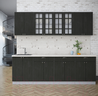 Кухонный гарнитур Интерлиния Берес 2.4А (дуб английский/бискайская сосна)