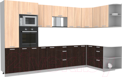 Готовая кухня Интерлиния Мила Лайт 1.68x3.4 правая без столешницы - фото