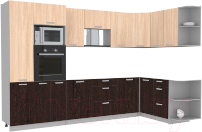 Готовая кухня Интерлиния Мила Лайт 1.68x3.2 правая без столешницы - фото